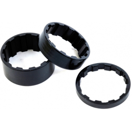 Splined alloy headset spacers 1-1/8 inch  5 / 10 / 15 mm black  pack of 3